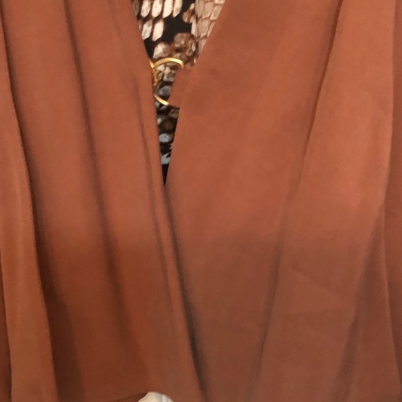 Antonio Melani large silky lined cognac jacket snake print lining zips at wrist - Picture 12 of 16